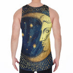 Vintage Moon And Sun Print Men's Velvet Tank Top