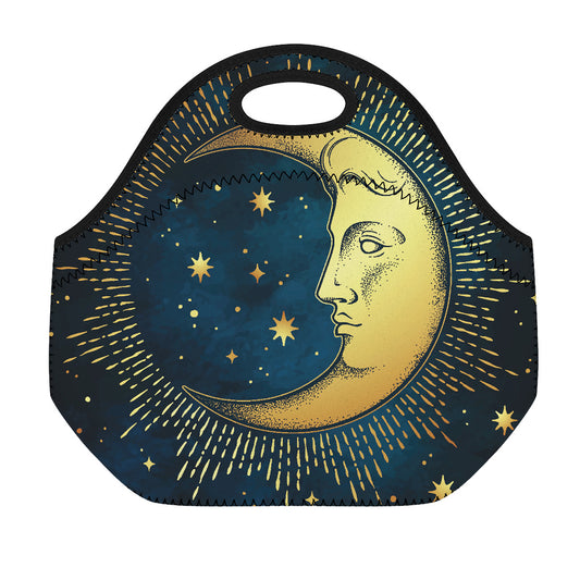 Vintage Moon And Sun Print Neoprene Lunch Bag