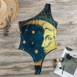 Vintage Moon And Sun Print One Shoulder Bodysuit