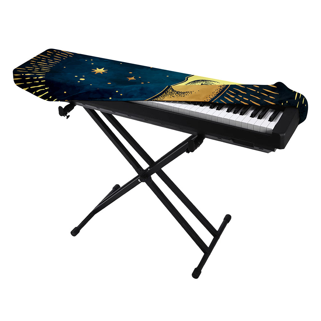 Vintage Moon And Sun Print Piano Keyboard Cover