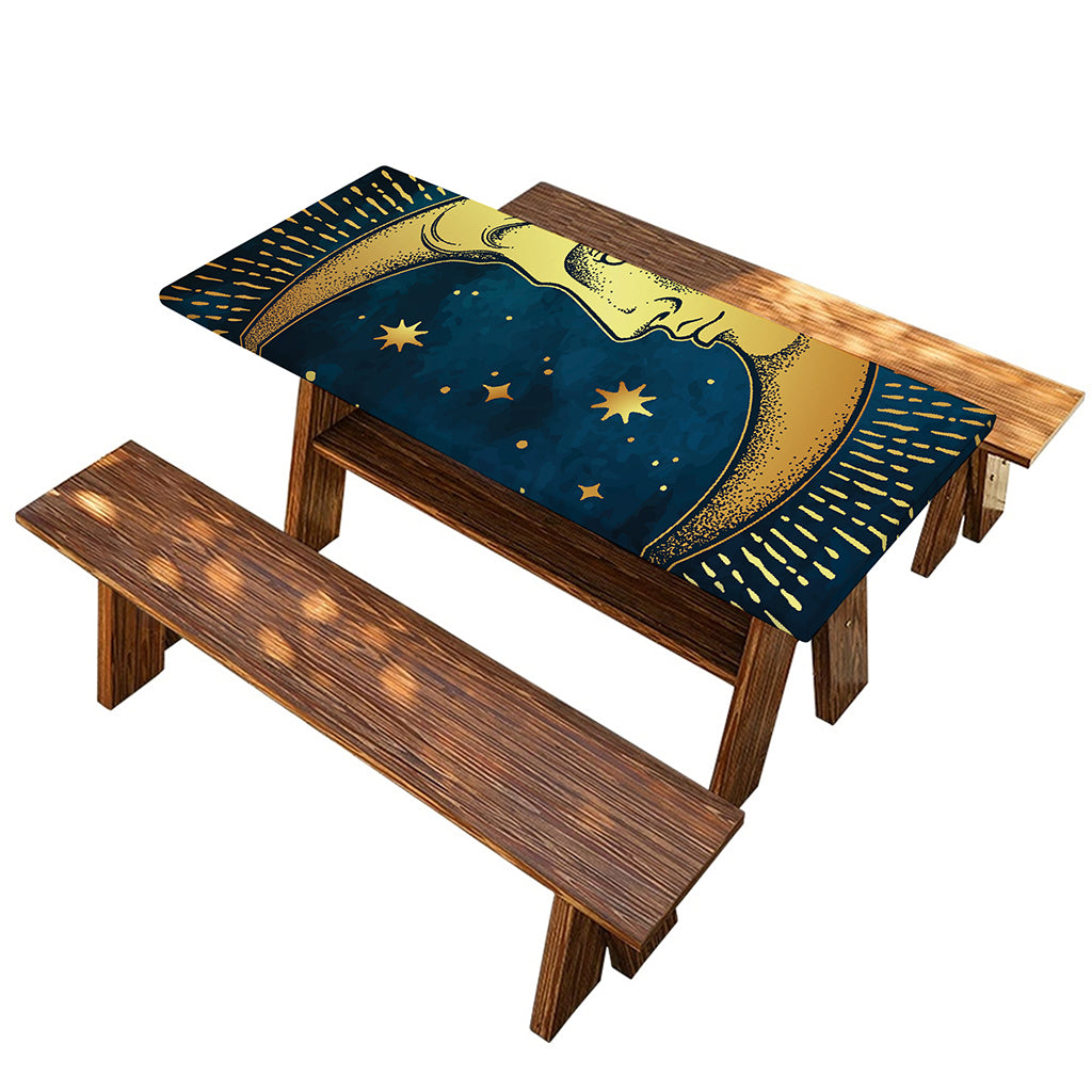 Vintage Moon And Sun Print Picnic Table Cover