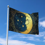 Vintage Moon And Sun Print Polyester Flag