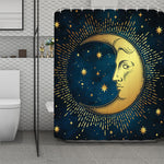 Vintage Moon And Sun Print Polyester Shower Curtain