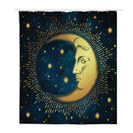 Vintage Moon And Sun Print Polyester Shower Curtain