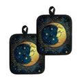 Vintage Moon And Sun Print Pot Holders