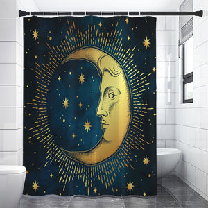 Vintage Moon And Sun Print Premium Shower Curtain