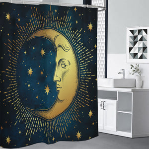 Vintage Moon And Sun Print Premium Shower Curtain