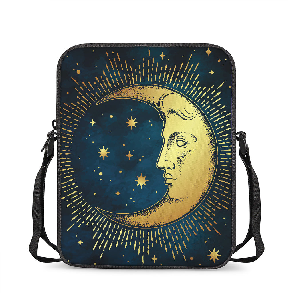 Vintage Moon And Sun Print Rectangular Crossbody Bag