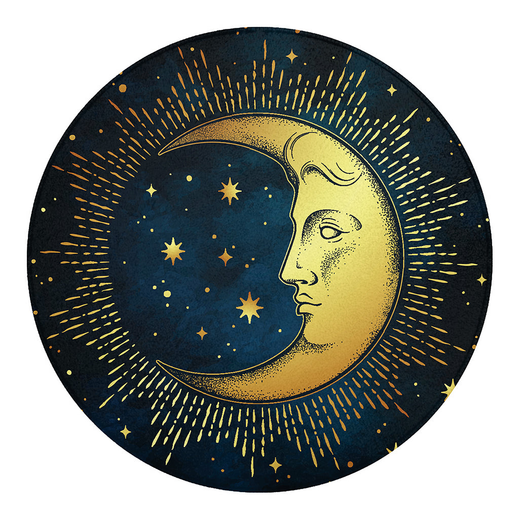 Vintage Moon And Sun Print Round Blanket