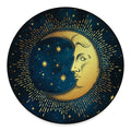Vintage Moon And Sun Print Round Floor Mat