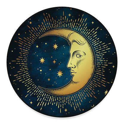 Vintage Moon And Sun Print Round Floor Mat