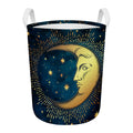 Vintage Moon And Sun Print Round Laundry Basket