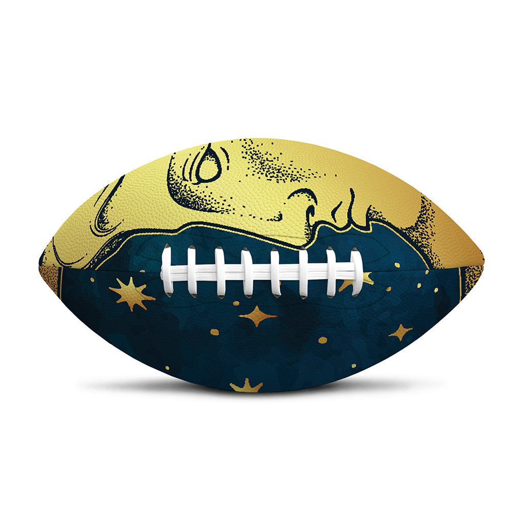 Vintage Moon And Sun Print Rugby Ball