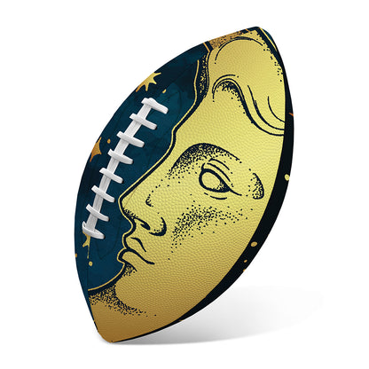 Vintage Moon And Sun Print Rugby Ball