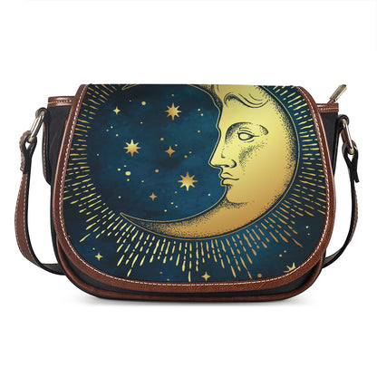 Vintage Moon And Sun Print Saddle Bag