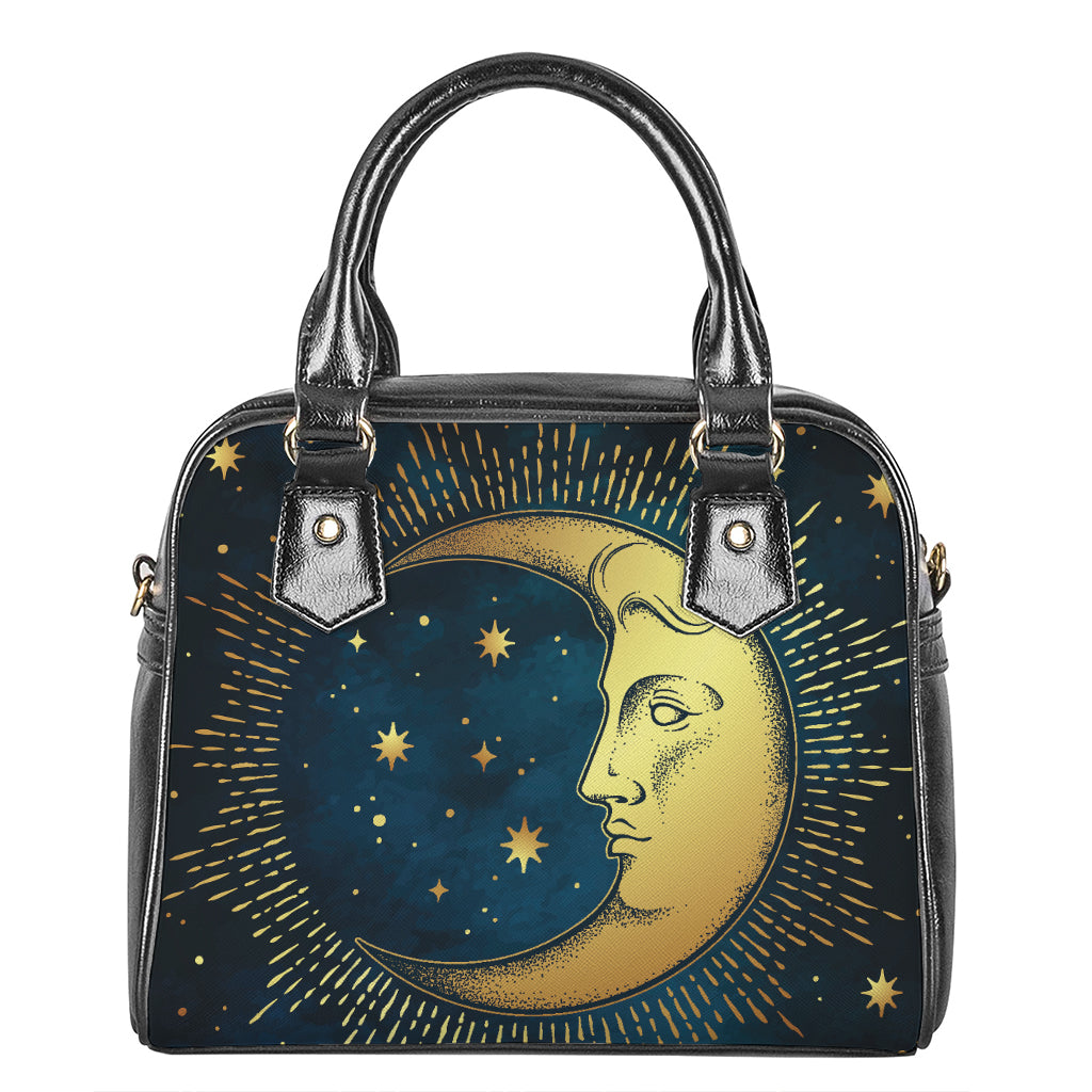 Vintage Moon And Sun Print Shoulder Handbag