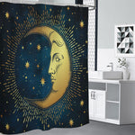 Vintage Moon And Sun Print Shower Curtain