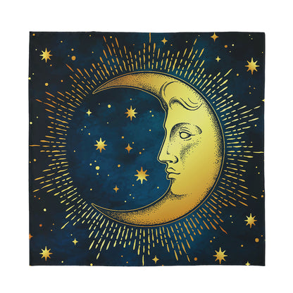 Vintage Moon And Sun Print Silk Bandana