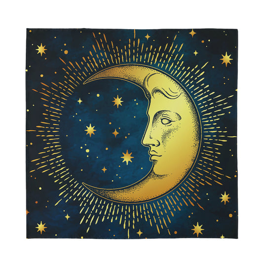 Vintage Moon And Sun Print Silk Bandana