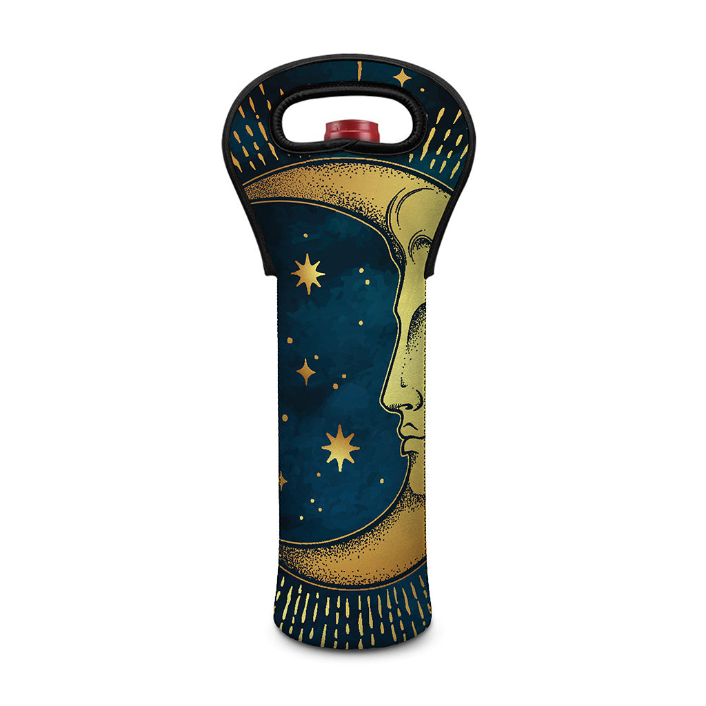 Vintage Moon And Sun Print Single Neoprene Wine Tote