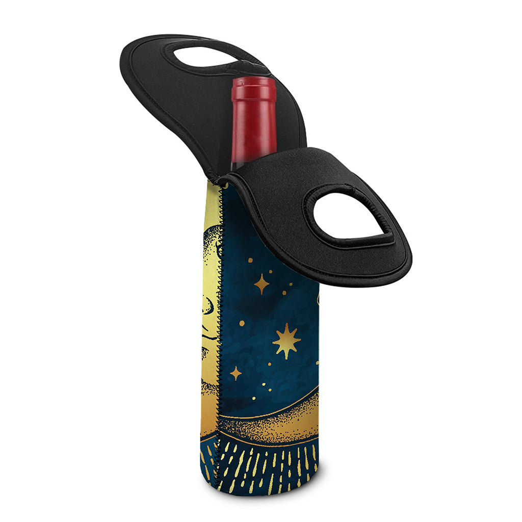 Vintage Moon And Sun Print Single Neoprene Wine Tote