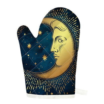 Vintage Moon And Sun Print Single Oven Mitt