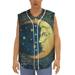 Vintage Moon And Sun Print Sleeveless Baseball Jersey