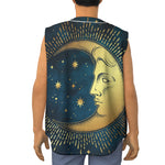Vintage Moon And Sun Print Sleeveless Baseball Jersey