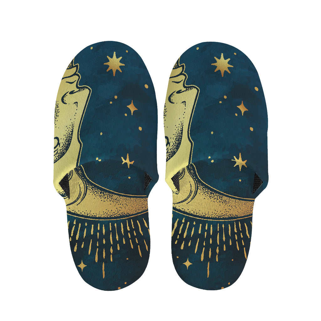 Vintage Moon And Sun Print Slippers
