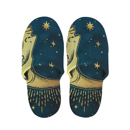 Vintage Moon And Sun Print Slippers