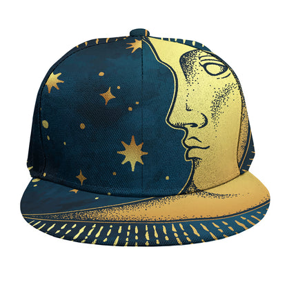 Vintage Moon And Sun Print Snapback Cap