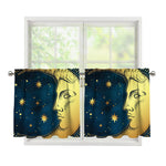 Vintage Moon And Sun Print Tier Curtains