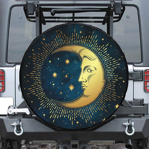 Vintage Moon And Sun Print Tire Cover