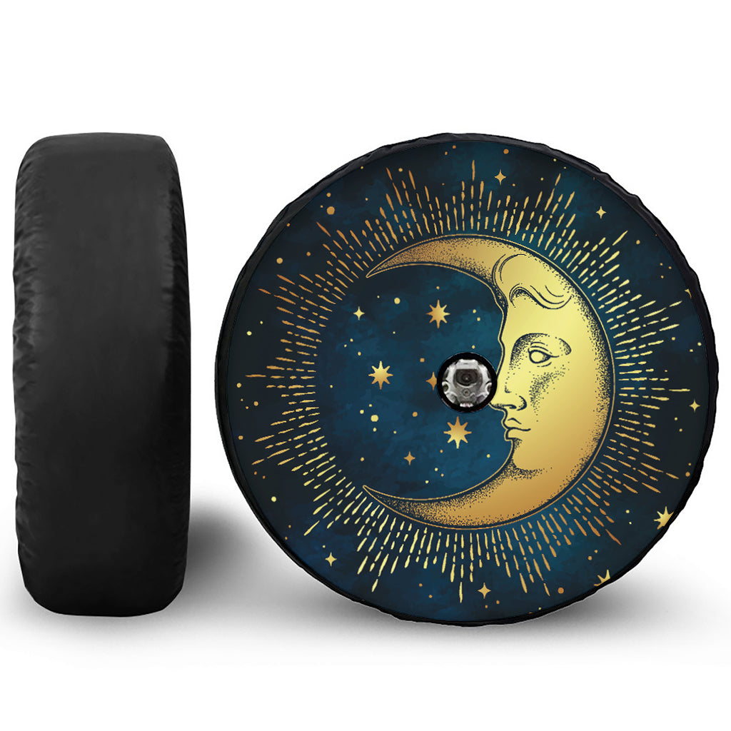 Vintage Moon And Sun Print Tire Cover With Camera Hole