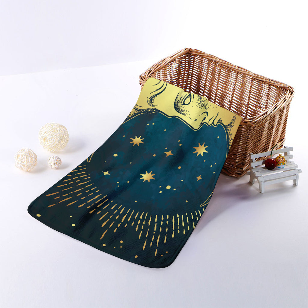Vintage Moon And Sun Print Towel