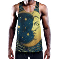 Vintage Moon And Sun Print Men's Workout Tank Top