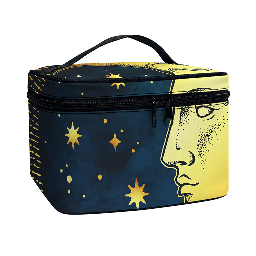 Vintage Moon And Sun Print Travel Makeup Bag