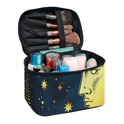 Vintage Moon And Sun Print Travel Makeup Bag