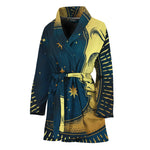 Vintage Moon And Sun Print Women's Bathrobe