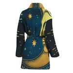 Vintage Moon And Sun Print Women's Bathrobe