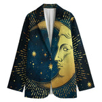 Vintage Moon And Sun Print Women's Blazer