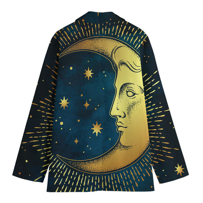Vintage Moon And Sun Print Women's Blazer