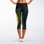 Vintage Moon And Sun Print Women's Capri Leggings