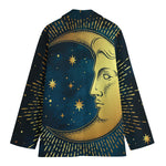 Vintage Moon And Sun Print Women's Cotton Blazer