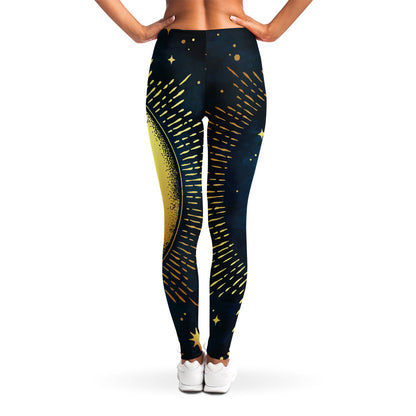Vintage Moon And Sun Print Women's Leggings