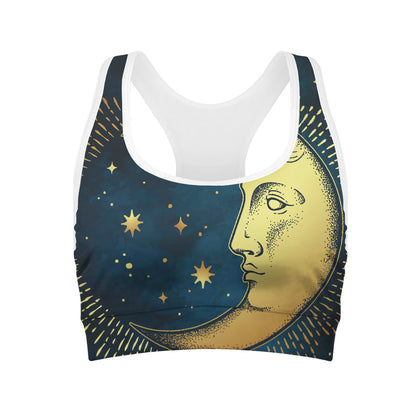 Vintage Moon And Sun Print Women's Sports Bra