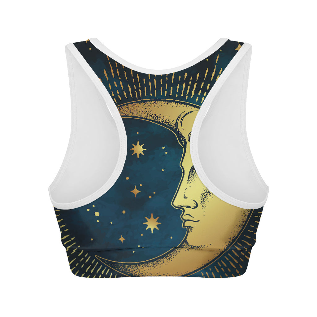 Vintage Moon And Sun Print Women's Sports Bra