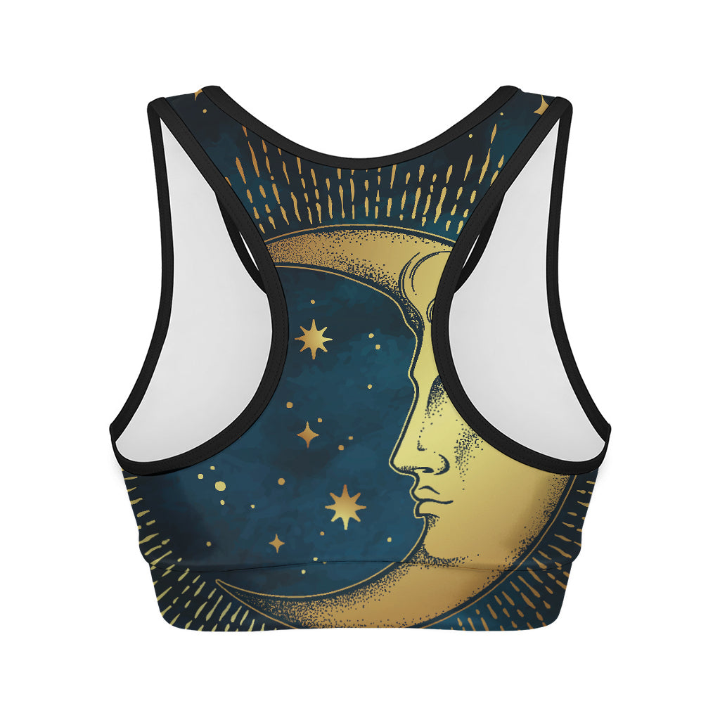 Vintage Moon And Sun Print Women's Sports Bra