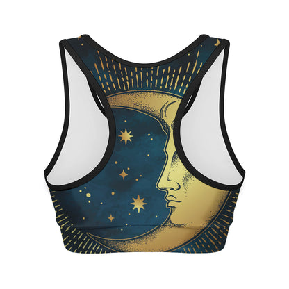 Vintage Moon And Sun Print Women's Sports Bra