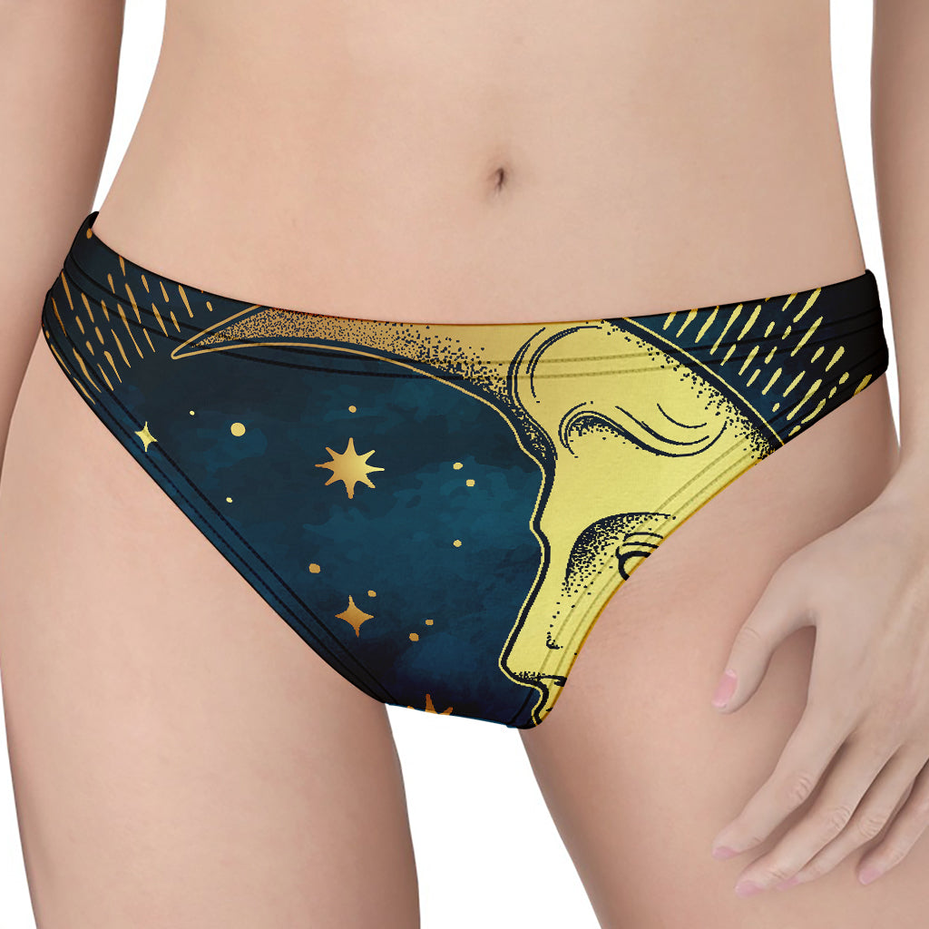 Vintage Moon And Sun Print Women's Thong